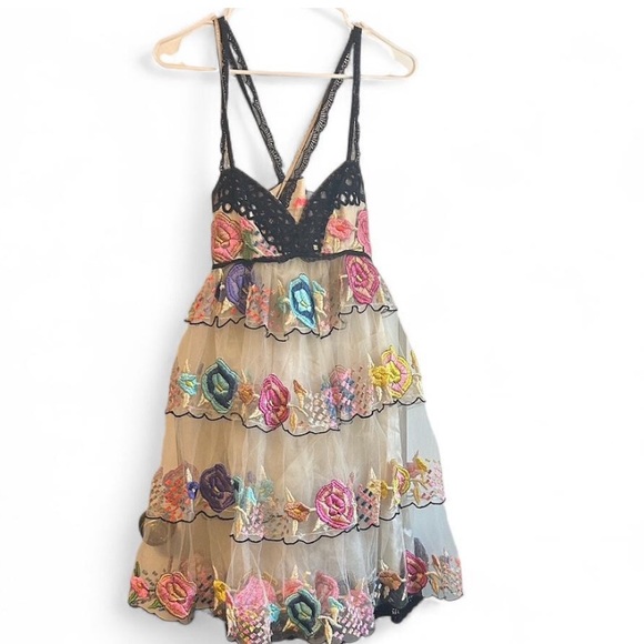 Free People Rambling Rose Tulle Tiered Dress - Picture 2 of 10